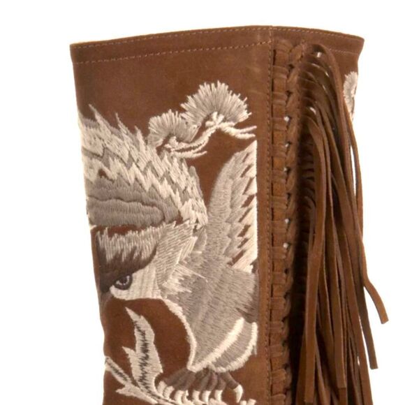 Ralph Lauren Fall 2015 Runway Collection Morel Suede Embroidered Fringe Boot - Picture 13 of 17